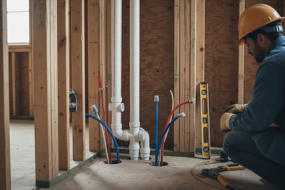 Drain and supply rough-in during Garbage Disposal Repair in Canfield