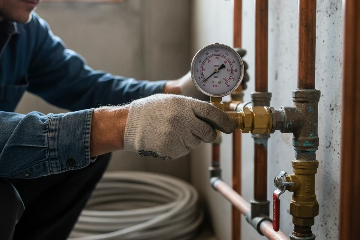 Pressure testing a repaired line during Water Line Repair in Canfield
